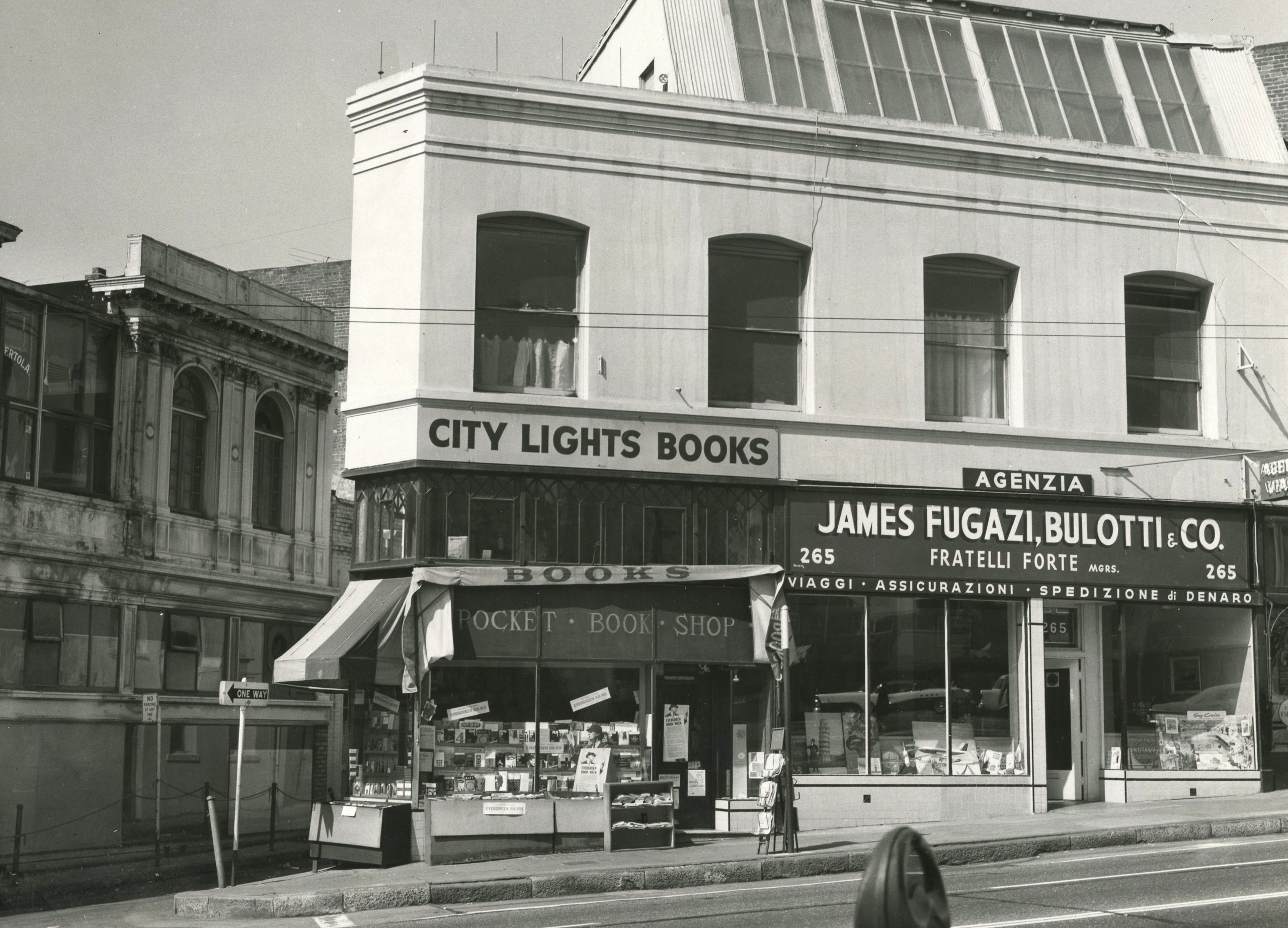 Triangle City Lights storefront as captured from across the street, circa 1950